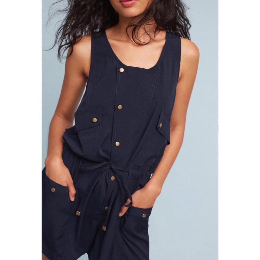 Navy Blue Anthropologie Elevenses Romper